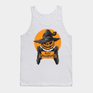 Pumpkin Head Scary Witch Happy Halloween Costume Gift Tank Top